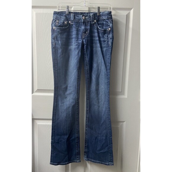 Miss Me Jeans Size 28 Blue Bling Western Rockabilly JP5748b Bootcut Low Rise - Picture 6 of 11